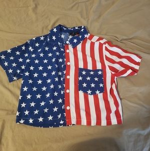 Forever 21 USA Button Up Crop Top